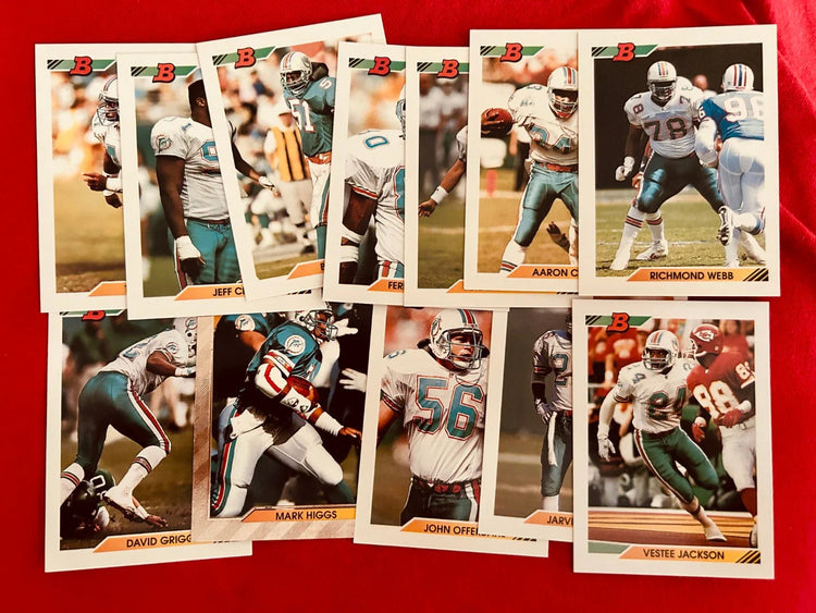 Dolphins 1992 Bowman partial team set Bryan Cox Mark Higgs FOIL Richmond Webb - AutographsForSale.com