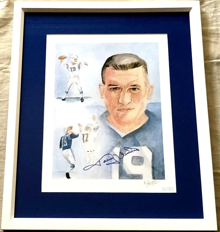 Johnny Unitas signed Baltimore Colts 11x14 art print framed JSA - AutographsForSale.com