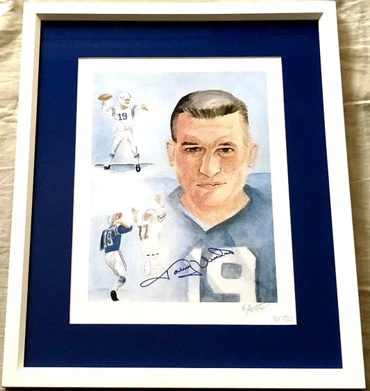 Johnny Unitas signed Baltimore Colts 11x14 art print framed JSA - AutographsForSale.com
