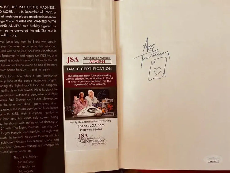 Ace Frehley Kiss autographed No Regrets 1st edition hardcover book JSA - AutographsForSale.com