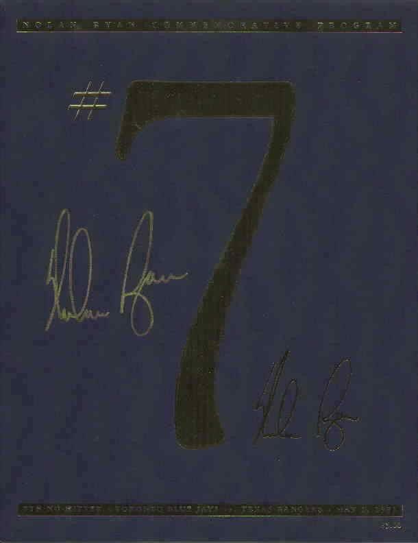 Nolan Ryan signed Texas Rangers 7th No-Hitter commemorative program JSA - AutographsForSale.com