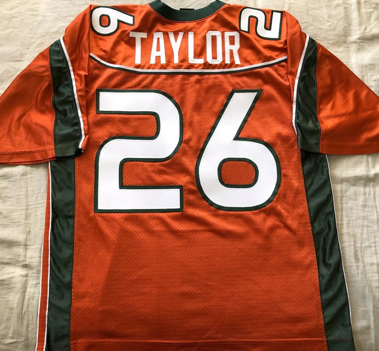 Sean Taylor Miami Hurricanes 2001 to 2003 Nike orange stitched LARGE jersey with Big East patch - AutographsForSale.com
