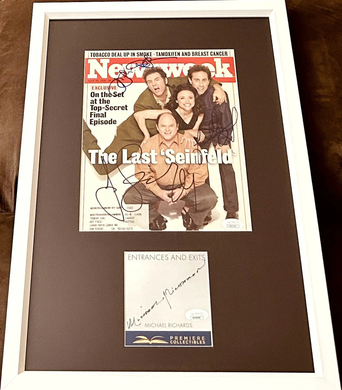 Jerry & full cast autographed Seinfeld Newsweek cover framed JSA - AutographsForSale.com