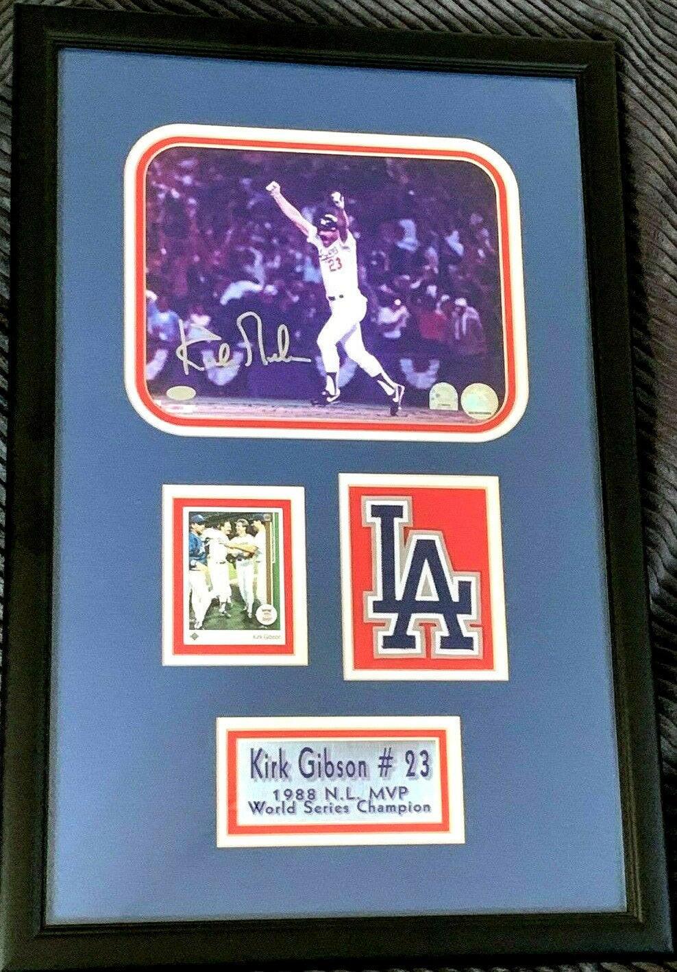 Kirk Gibson signed Dodgers 1988 World Series HR 8x10 photo framed Mounted - AutographsForSale.com