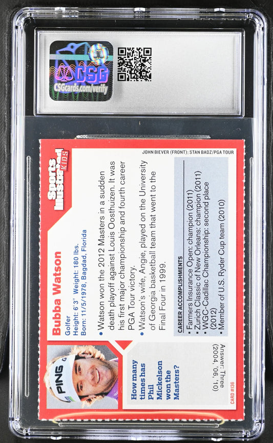 Bubba Watson 2012 SI for Kids golf RC CSG 8.5 NmMt - AutographsForSale.com