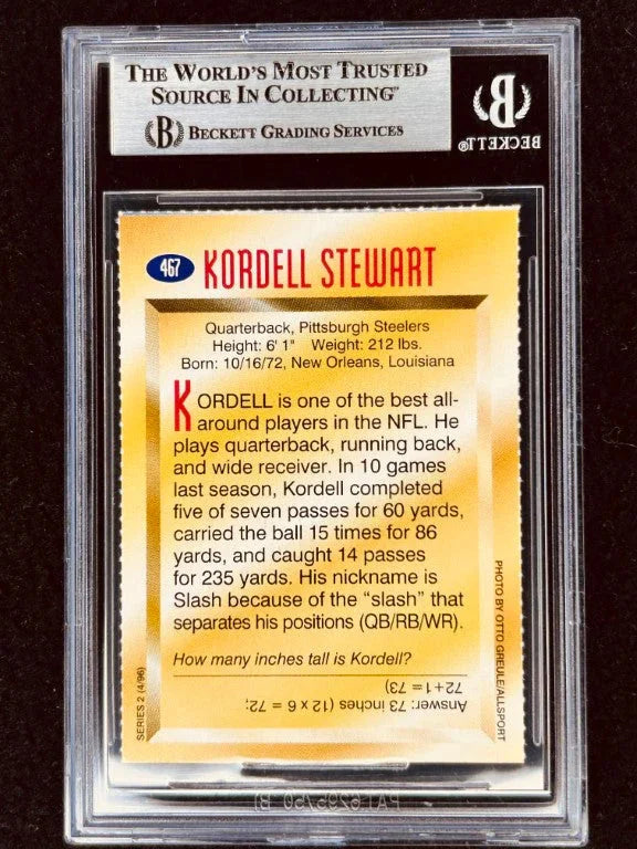 Kordell Stewart signed Steelers 1996 SI for Kids card BAS certified - AutographsForSale.com