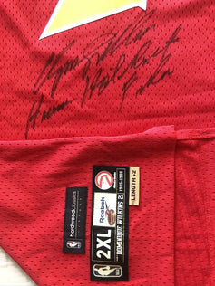 Dominique Wilkins signed Hawks 1985-86 Reebok jersey w/ Human Highlight Film Schwartz - AutographsForSale.com