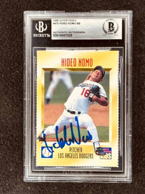 Hideo Nomo autographed Los Angeles Dodgers 1996 SI for Kids card BAS slabbed - AutographsForSale.com