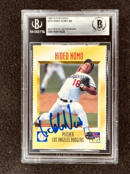 Hideo Nomo autographed Los Angeles Dodgers 1996 SI for Kids card BAS slabbed - AutographsForSale.com
