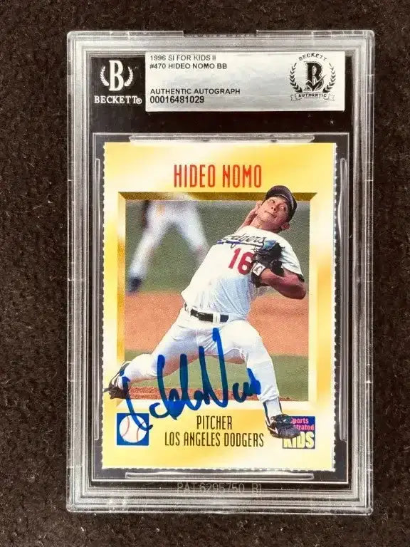Hideo Nomo autographed Los Angeles Dodgers 1996 SI for Kids card BAS slabbed - AutographsForSale.com