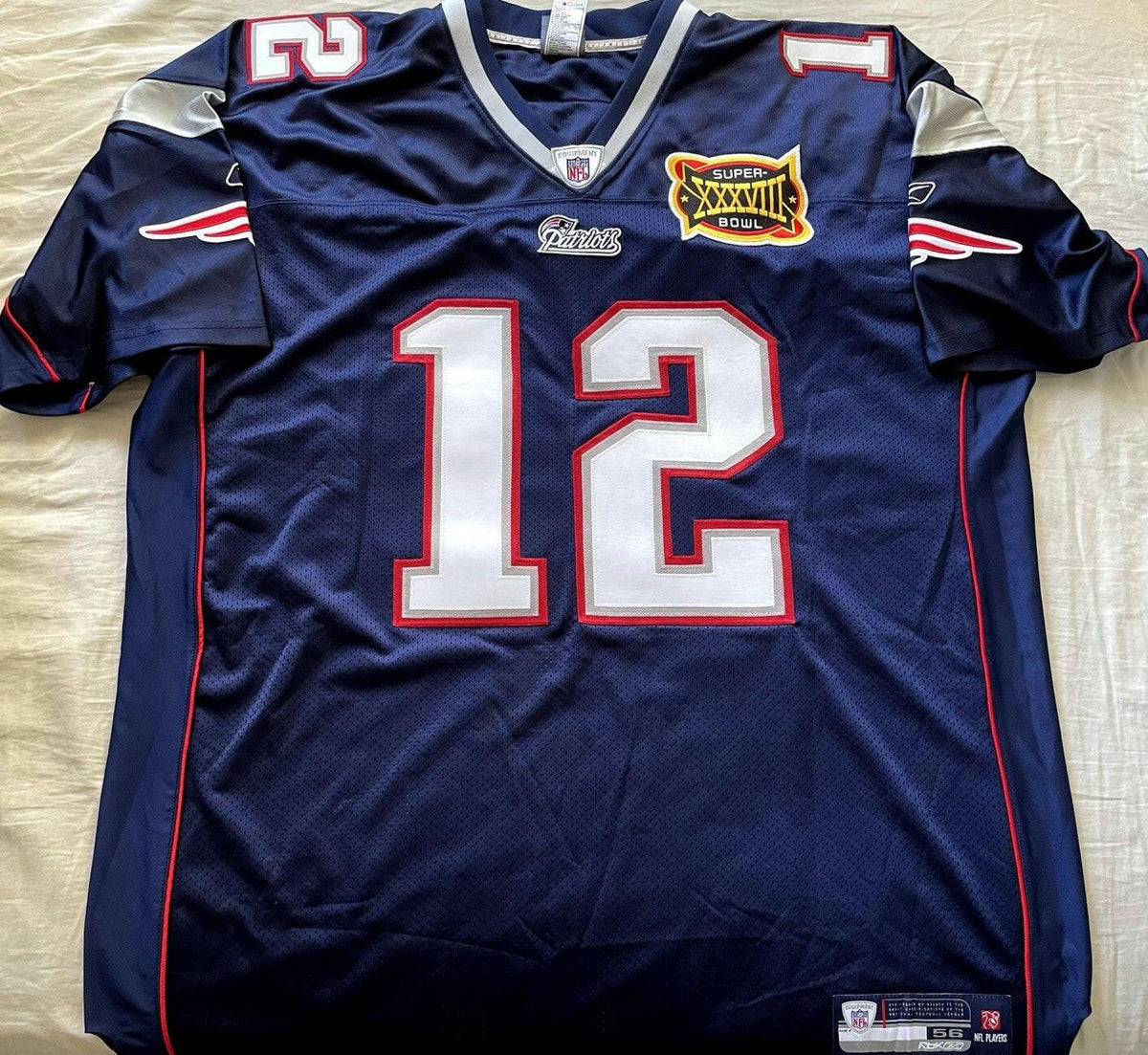 Tom Brady New England Patriots Authentic Reebok Super Bowl 38 game model blue jersey New - AutographsForSale.com