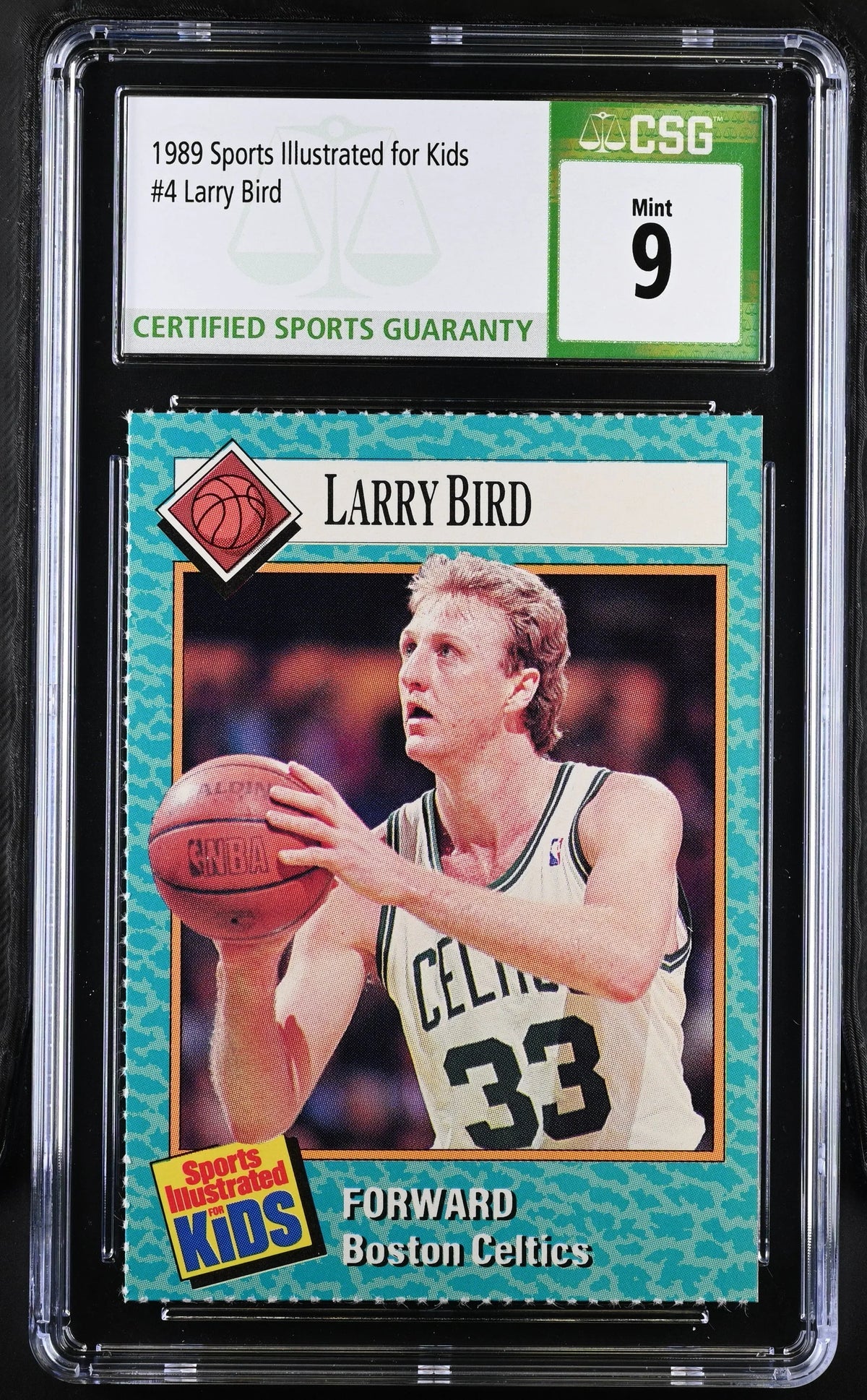 Larry Bird Celtics 1989 SI for Kids card CSG 9 MT - AutographsForSale.com