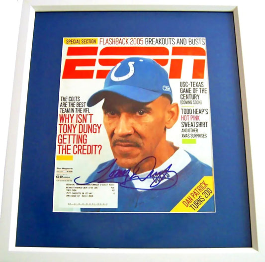 Tony Dungy signed Indianapolis Colts 2005 ESPN cover framed JSA - AutographsForSale.com