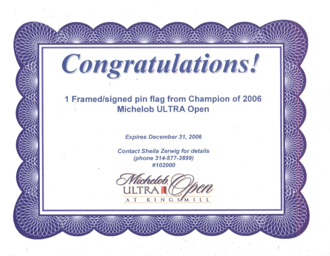 Karrie Webb signed 2006 LPGA Michelob Ultra Open Kingsmill golf flag framed - AutographsForSale.com