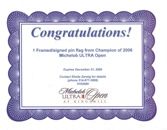 Karrie Webb signed 2006 LPGA Michelob Ultra Open Kingsmill golf flag framed - AutographsForSale.com