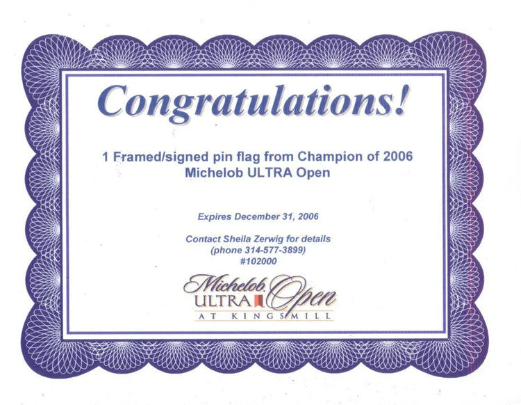 Karrie Webb signed 2006 LPGA Michelob Ultra Open Kingsmill golf flag framed - AutographsForSale.com