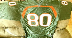 Jimmy Graham Miami Hurricanes 2009 Nike green LARGE jersey - AutographsForSale.com