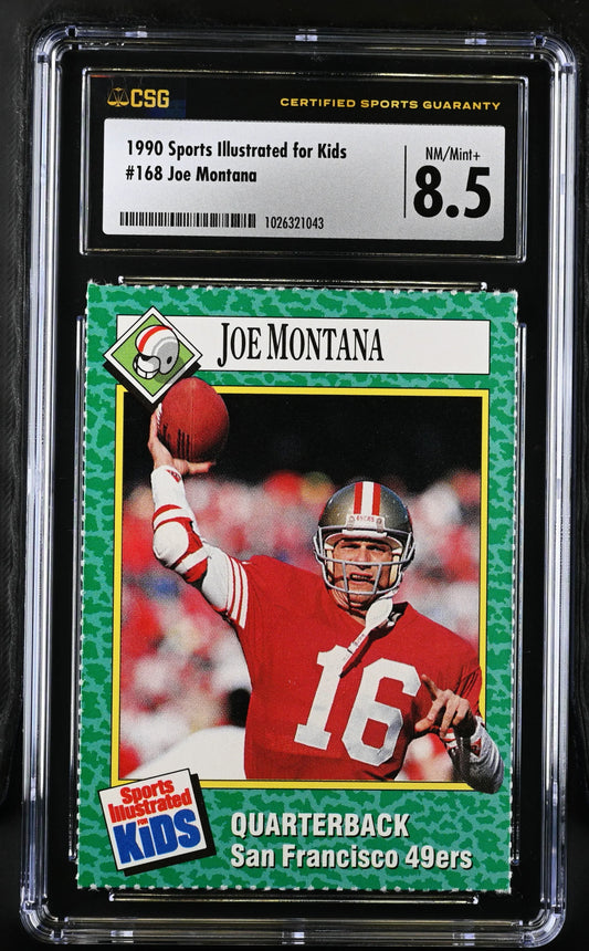 Joe Montana San Francisco 49ers 1990 Sports Illustrated for Kids card CSG graded 8.5 NrMt-Mt - AutographsForSale.com
