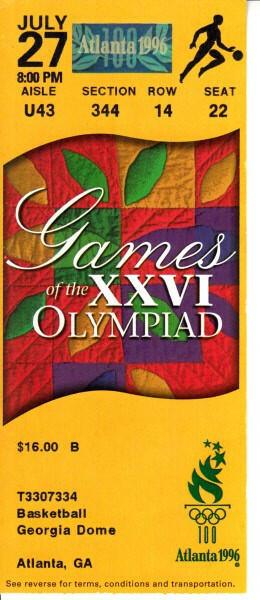 2 1996 Atlanta Olympics US Women’s basketball Gold Medal team ticket stubs - AutographsForSale.com