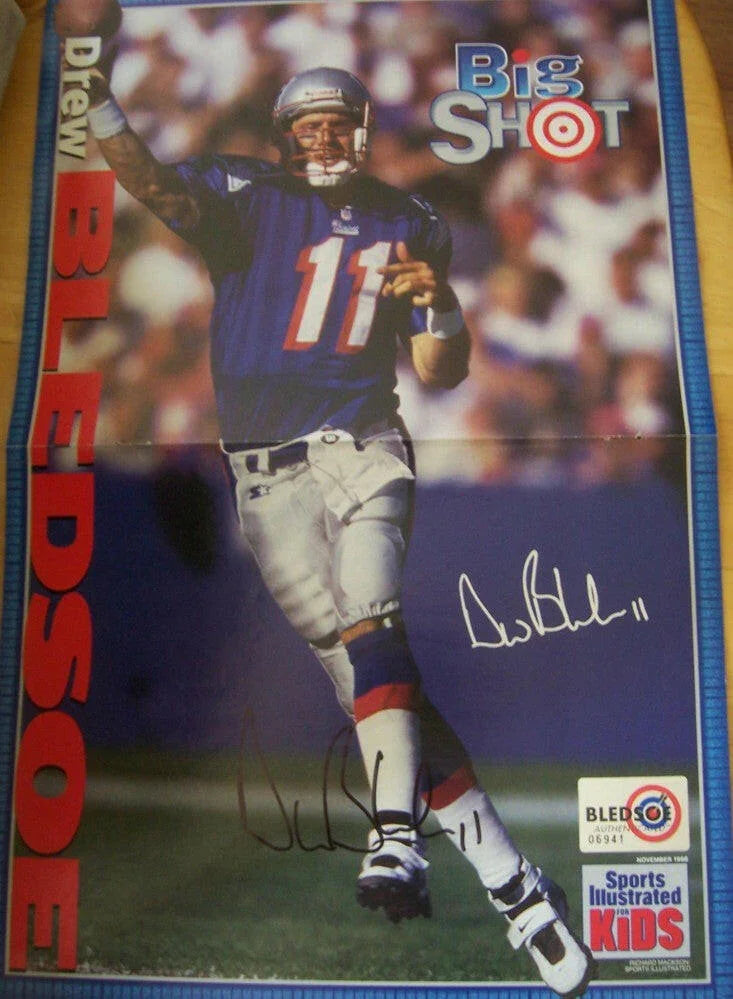 Drew Bledsoe signed Patriots 1998 SI for Kids mini poster - AutographsForSale.com