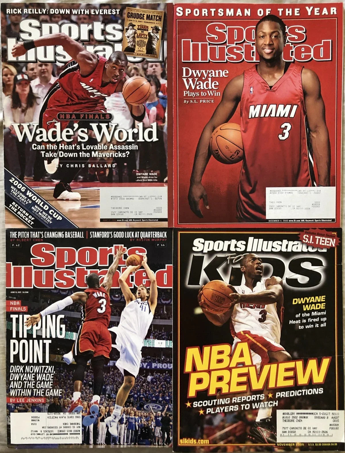 4 Dwayne Wade Miami Heat Sports Illustrated SI for Kids magazines 2005 2006 2011 - AutographsForSale.com