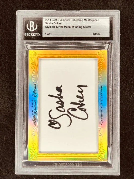 Sasha Cohen 2014 Leaf Masterpiece Cut Signature certified signed card - AutographsForSale.com