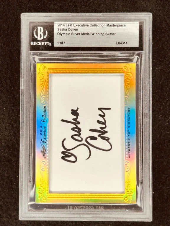 Sasha Cohen 2014 Leaf Masterpiece Cut Signature certified signed card - AutographsForSale.com