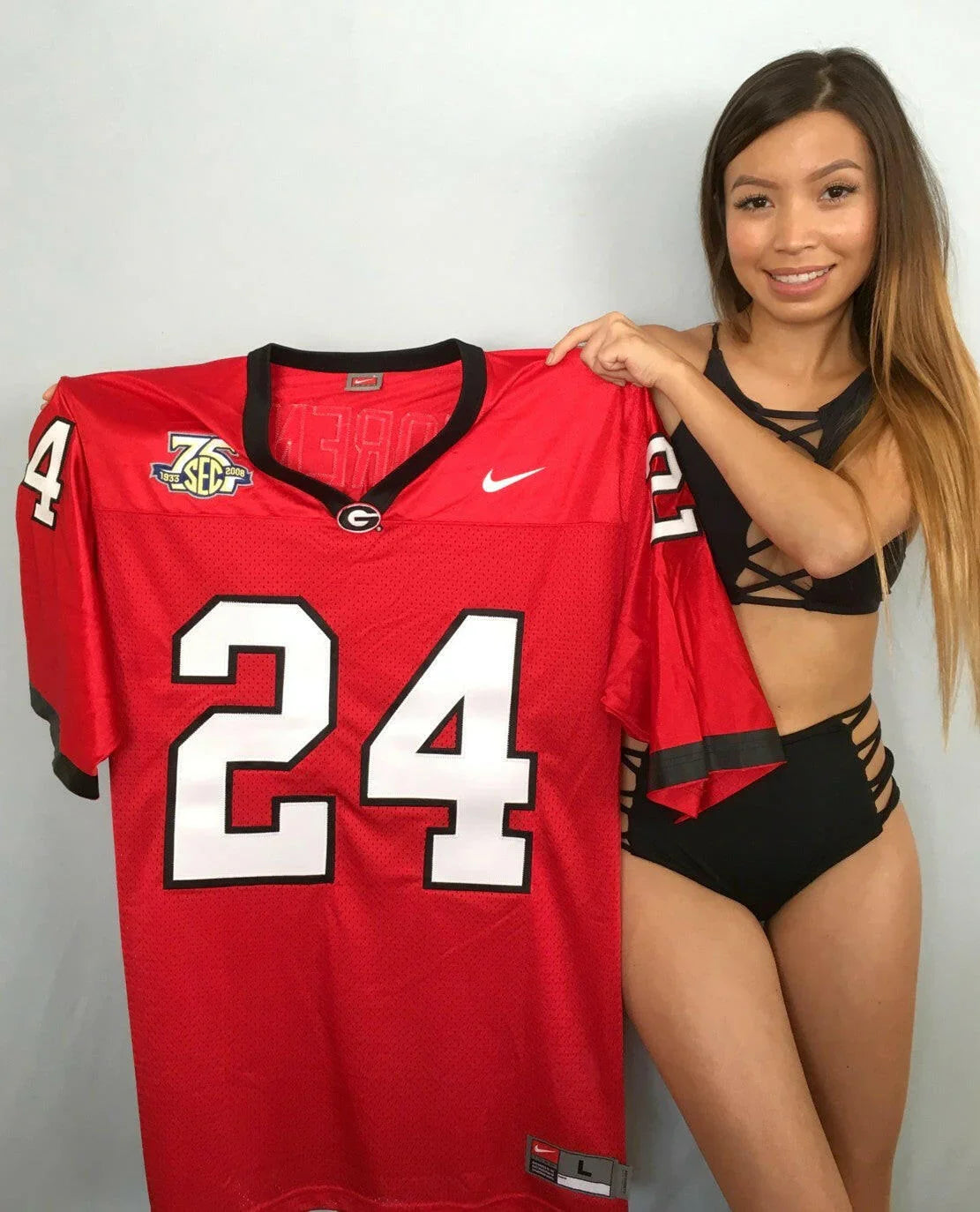 Knowshon Moreno Georgia Bulldogs 2007 Nike Red Small jersey New - AutographsForSale.com