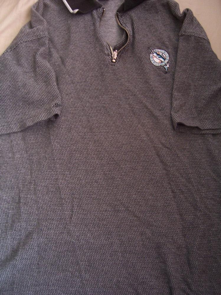 Florida Marlins Antigua golf or polo charcoal gray shirt - AutographsForSale.com