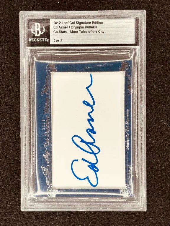 Ed Asner & Olympia Dukakis 2012 Leaf Cut Signature certified signed card 2/2 More Tales of City - AutographsForSale.com