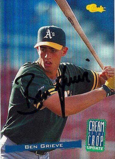 Ben Grieve signed Oakland A’s 1994 Classic Cream of Crop insert card - AutographsForSale.com