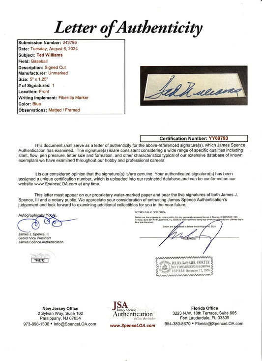 Ted Williams autograph framed Red Sox Sports Illustrated cover JSA - AutographsForSale.com