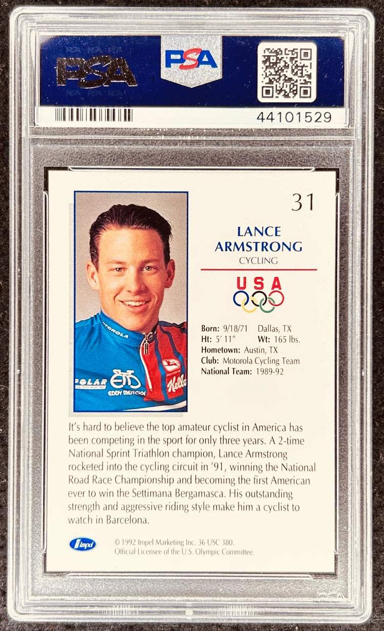 Lance Armstrong signed 1992 Impel US Olympic RC PSA/DNA PSA 9 - AutographsForSale.com