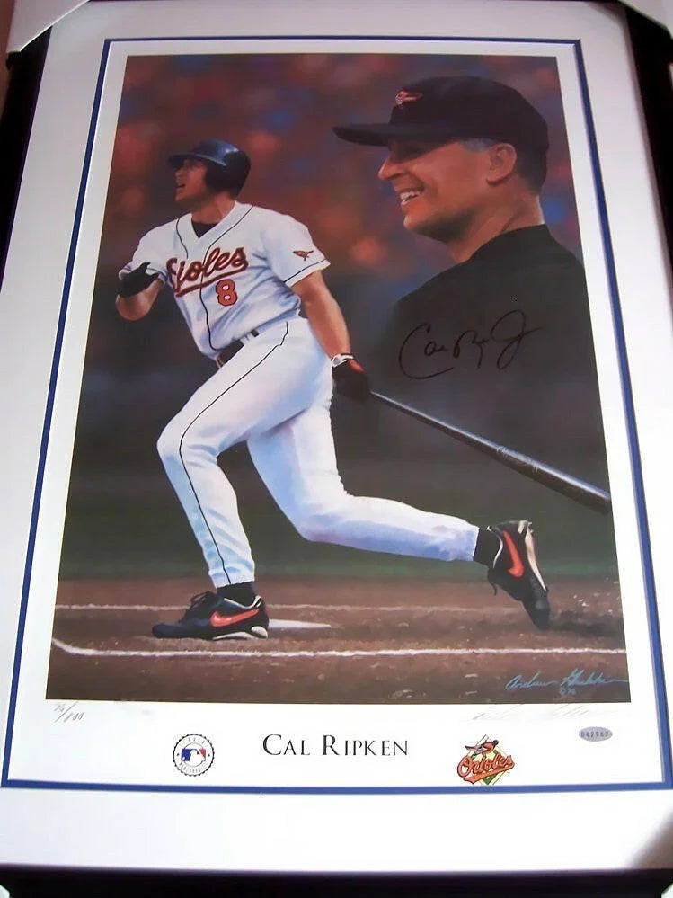Cal Ripken signed Orioles 1997 litho framed STEINER - AutographsForSale.com