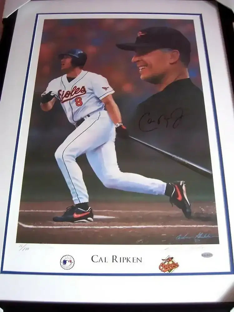 Cal Ripken signed Orioles 1997 litho framed STEINER - AutographsForSale.com