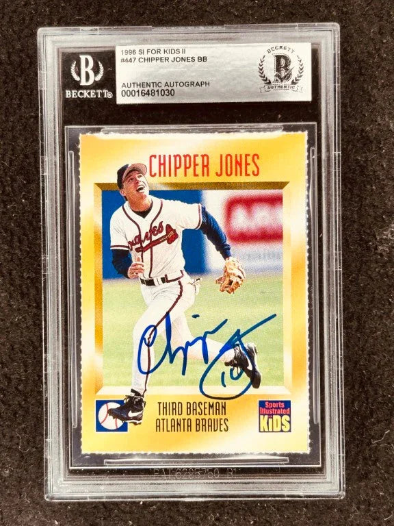 Chipper Jones autographed Atlanta Braves 1996 Sports Illustrated for Kids card BAS slabbed - AutographsForSale.com