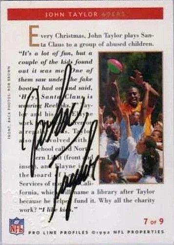 John Taylor certified signed SF 49ers 1992 Pro Line Profiles card - AutographsForSale.com