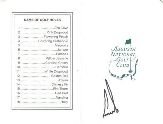 Ernie Els autographed Augusta National Masters scorecard - AutographsForSale.com
