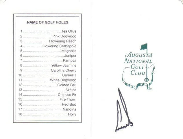 Ernie Els autographed Augusta National Masters scorecard - AutographsForSale.com