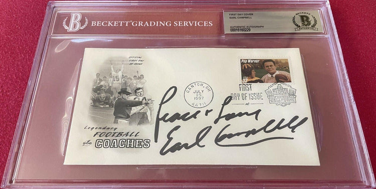 Earl Campbell autographed 1997 Pop Warner First Day cover cachet BAS slabbed - AutographsForSale.com