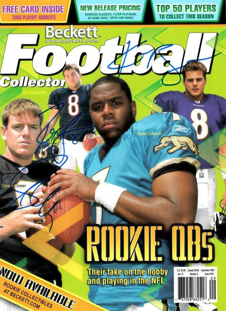Carson Palmer Rex Grossman Kyle Boller signed 2003 Beckett Football cover - AutographsForSale.com