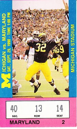 1990 Michigan Wolverines vs Maryland football ticket stub Desmond Howard - AutographsForSale.com