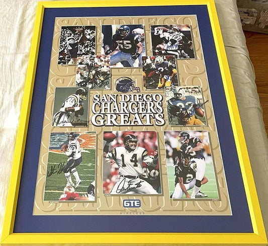 Chargers Greats signed poster framed Lance Alworth Dan Fouts Junior Seau JSA - AutographsForSale.com