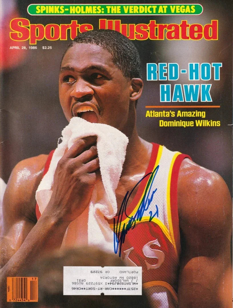 Dominique Wilkins signed Atlanta Hawks 1986 Sports Illustrated (Schwartz Sports) - AutographsForSale.com