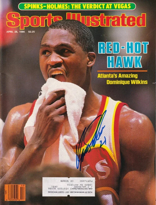 Dominique Wilkins signed Atlanta Hawks 1986 Sports Illustrated (Schwartz Sports) - AutographsForSale.com