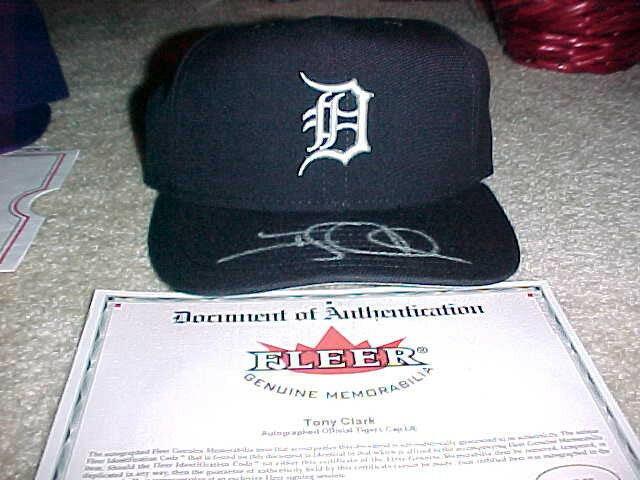 Tony Clark signed Detroit Tigers Authentic game model cap Fleer certified - AutographsForSale.com
