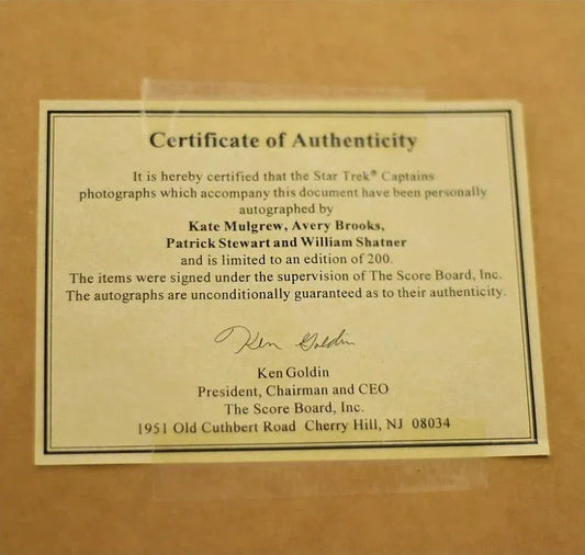 Star Trek Captains signed 8x10 photos framed William Shatner Patrick Stewart Avery Brooks Kate Mulgrew 138/200 - AutographsForSale.com