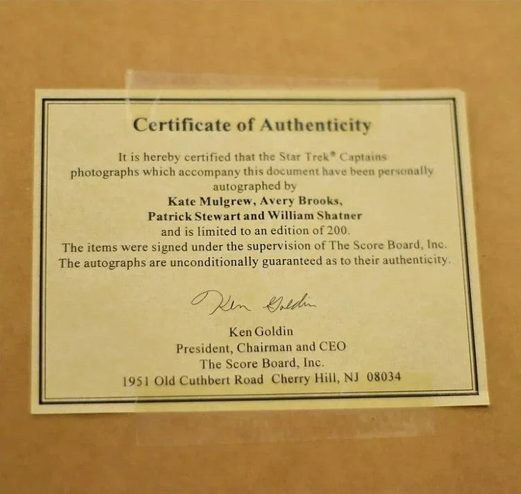 Star Trek Captains signed 8x10 photos framed William Shatner Patrick Stewart Avery Brooks Kate Mulgrew 138/200 - AutographsForSale.com