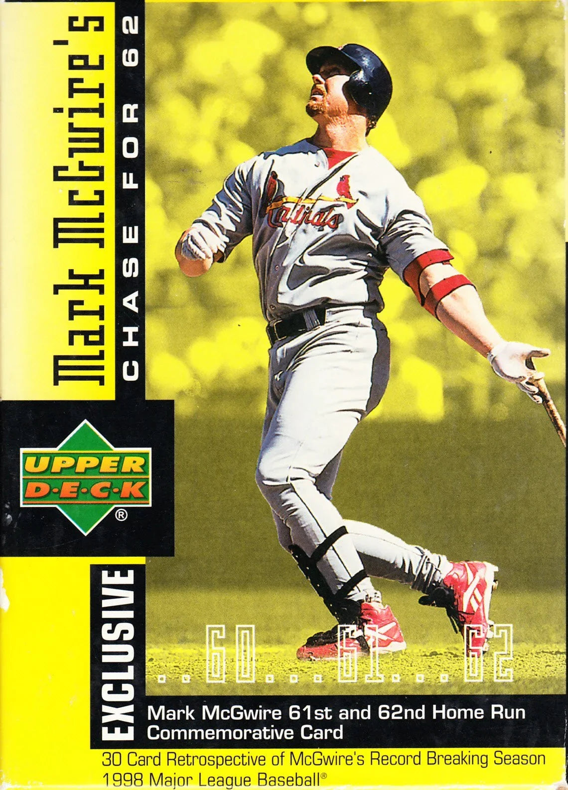 Mark McGwire St. Louis Cardinals Chase for 62 1998 Upper Deck 30 card set - AutographsForSale.com