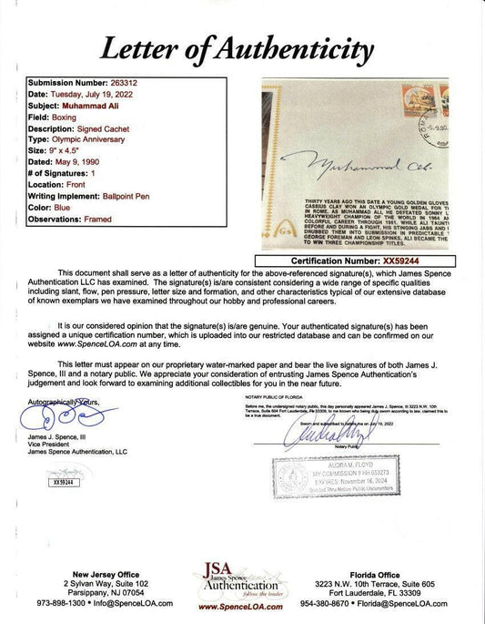 Muhammad Ali autographed 1990 Gateway cachet framed with photo JSA - AutographsForSale.com